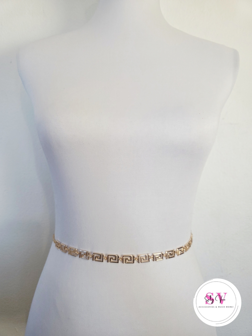 Gold Greek Key Chain Waist Belt